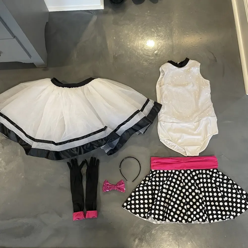 Revolution Dance 2 In 1 Black Pink and White Recital Dress Costume RC19777 XLC‎
